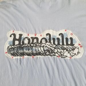 Honolulu Hawaii Aloha Tshirt Mens Blue  Size XL Embroidered Basic Concepts Surf